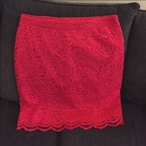 NWOT Beautiful Red Laced Skirt. Size 14